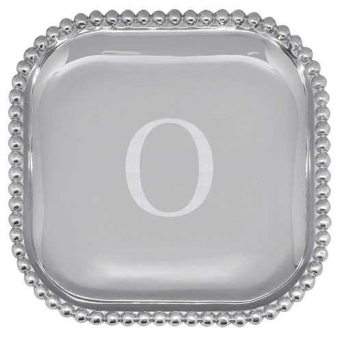 Pearled Square Platter - Engraved "O" by Mariposa