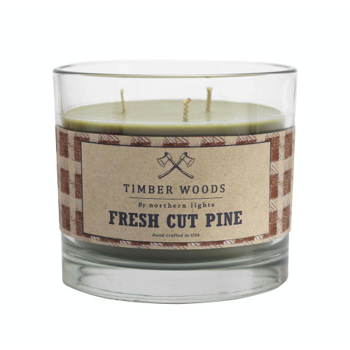 Fresh Cut Pine Timber Woods Glass Candle by Northern Lights