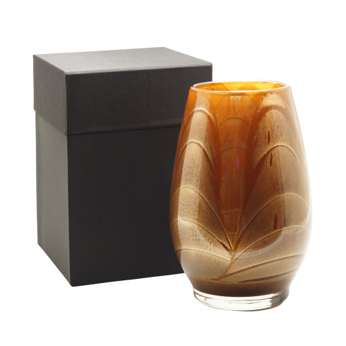 9" Mahogany Esque Polished Vase - Filled