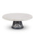 Blackwashed Mango Wood with Metal Inlay 12" Marble Cake Plate on Pedestal - GG Collection