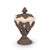 Cream Ceramic Pedestal Nut Bowl with Acanthus Leaf Metal Base - GG-Collection