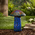 15.75-Inch Solar Lighted Blue LED Metal Mushroom with Colorful Accents - Battery Operated by Garden Meadow