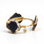 Medium Black & Natural Oval Marbled Quartz Standard 7.5" Bangle by Bourbon and Boweties