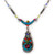 Multi-Color Mini Delicate Victorian Mosaic Necklace with Drop 8578 - Firefly Jewelry
