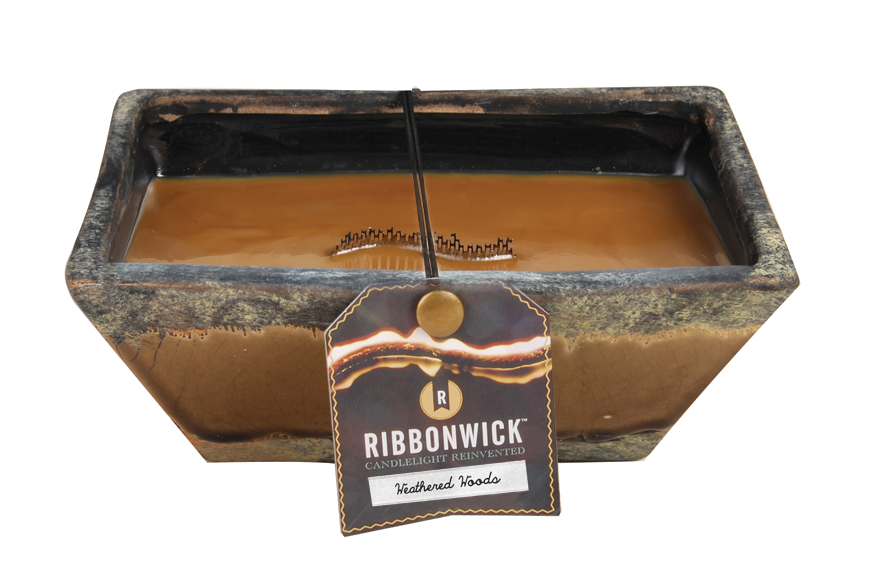 RibbonWick Weathered Woods Medium Premium RibbonWick CandleThe Lamp Stand