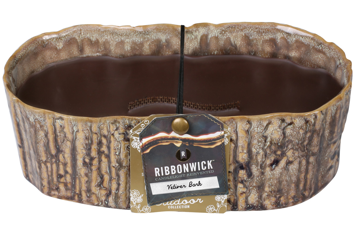 RibbonWick Vetiver Bark Large Oval RibbonWick CandleThe Lamp Stand