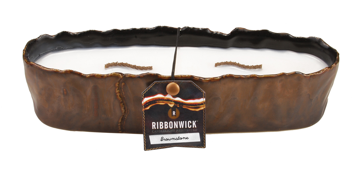 RibbonWick Brownstone Large Rectangle RibbonWick CandleThe Lamp Stand