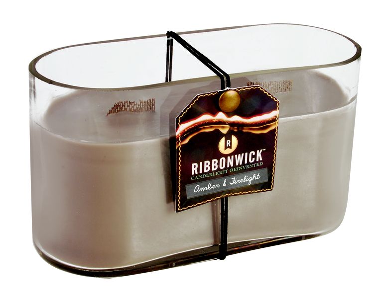 RibbonWick Amber & Firelight Medium Oval RibbonWick Lux Glass Candle