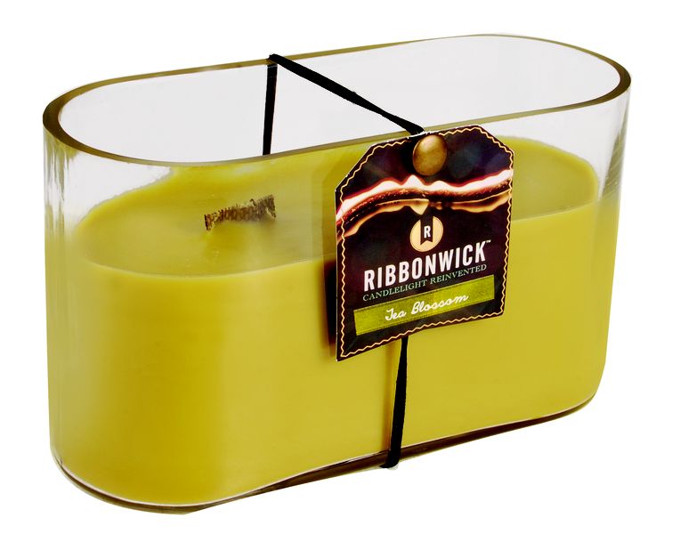 RibbonWick Tea Blossom Medium Oval RibbonWick Lux Glass CandleThe Lamp