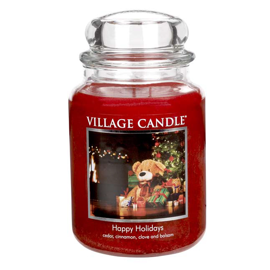 Village Candles *Happy Holidays 26 oz. Premium Round by Village Candles