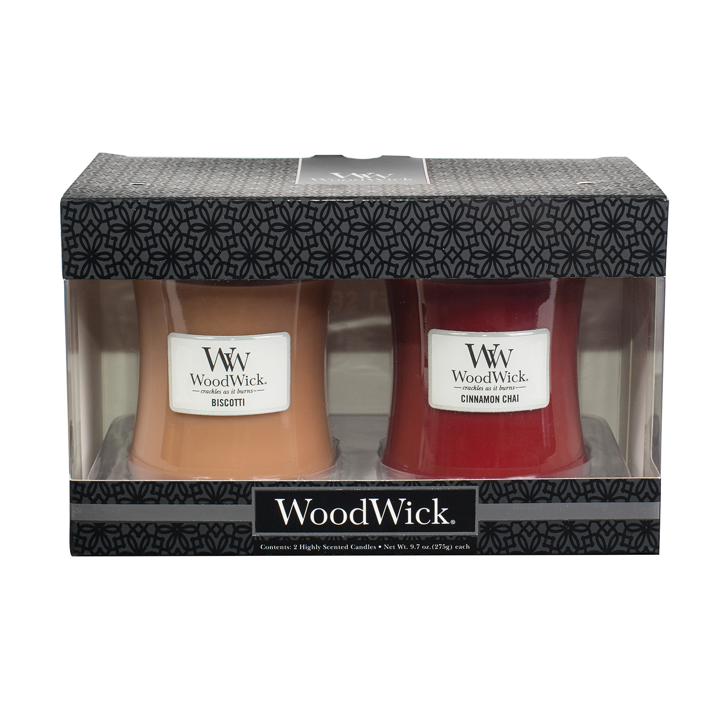 WoodWick Cinnamon Chai / Biscotti 10 oz. Candle 2Pack Gift Set by