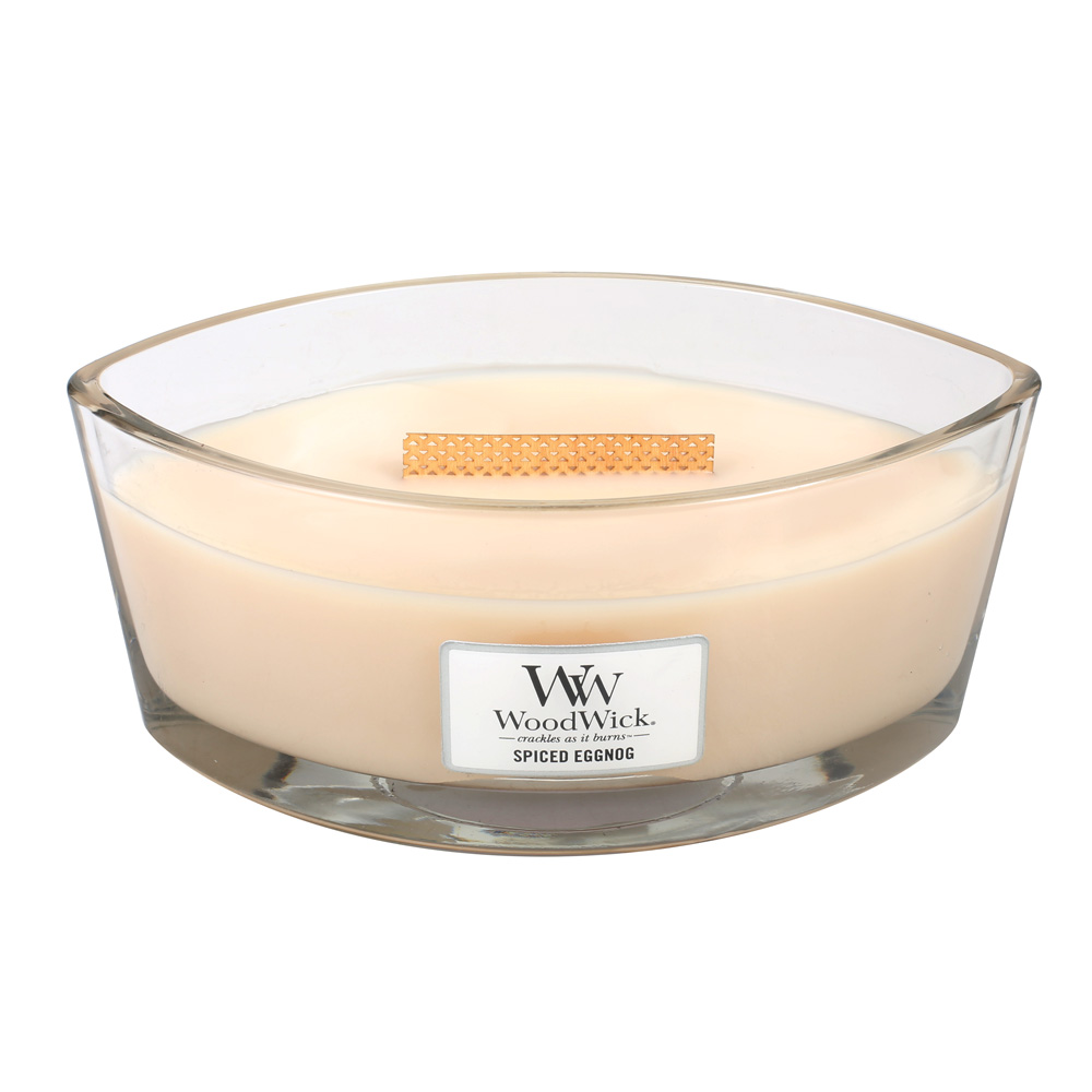 WoodWick Spiced Eggnog WoodWick Candle 16 oz. HearthWick FlameThe Lamp