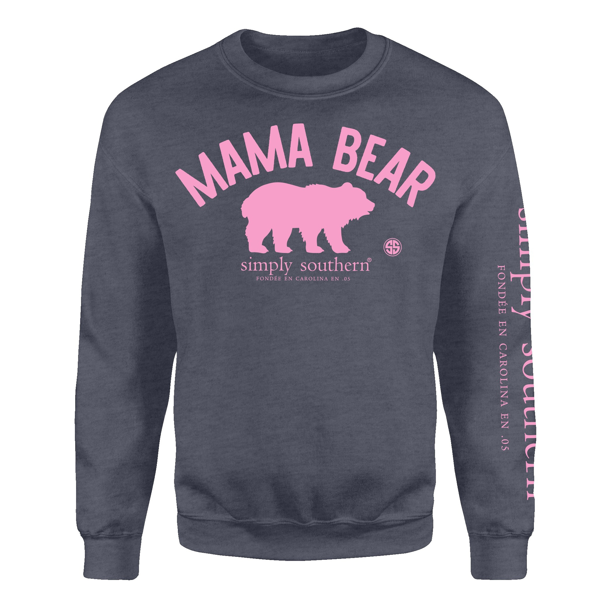 Simply Southern Small Mama Bear Crew Sweatshirt Heather Navy - The Lamp  Stand