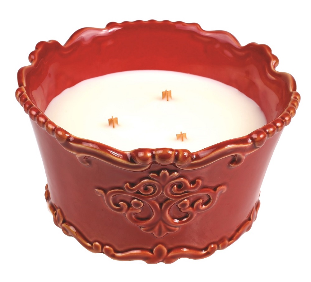 WoodWick *Cinnabark Holiday Vintage Ceramic Round WoodWick CandleLow