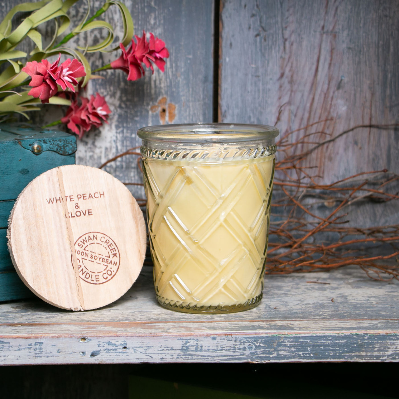 Swan Creek Candles White Peach & Clove Timeless 12 oz. Jar Swan Creek CandleThe Lamp Stand