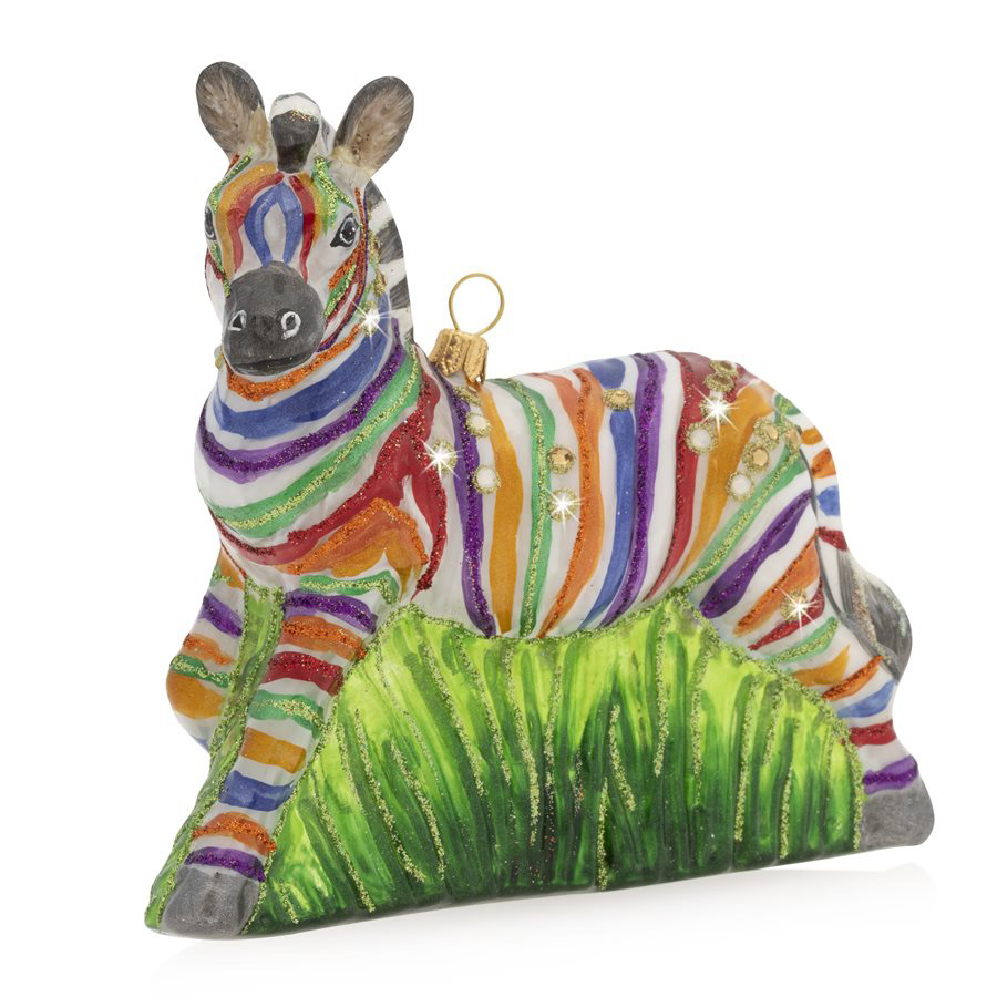 Jay Strongwater Jay Strongwater Zebra Glass OrnamentThe Lamp Stand