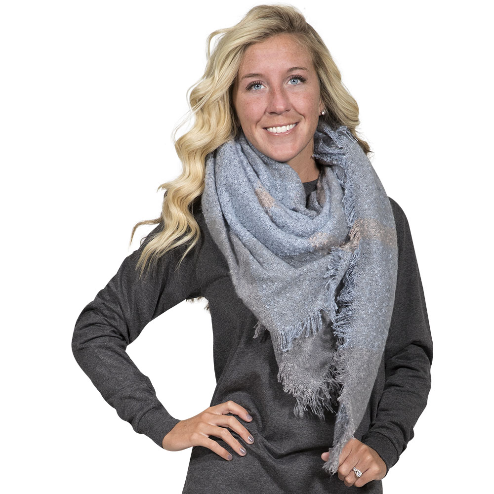 Simply Southern Light Blue & Grey Blanket Scarf by Simply SouthernThe
