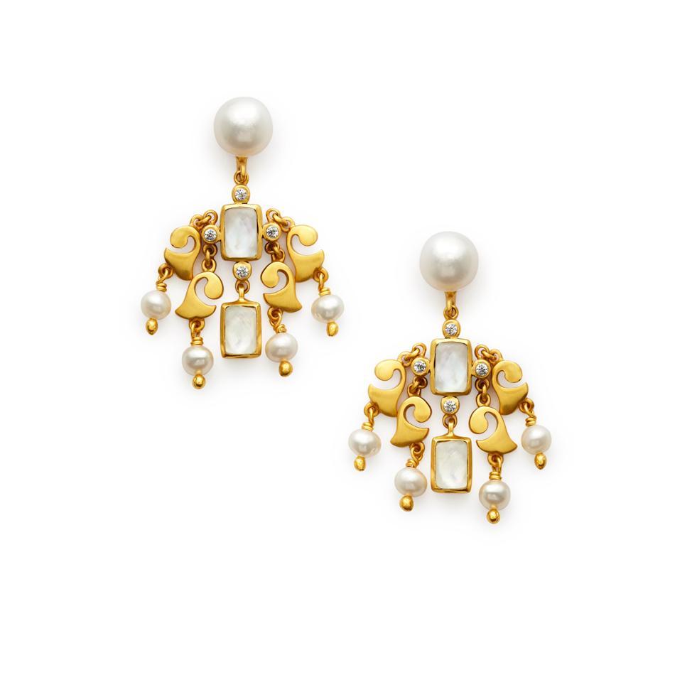 Julie Vos Julie Vos Clara Earring -Pearl and Iridescent Clear Crystal ...