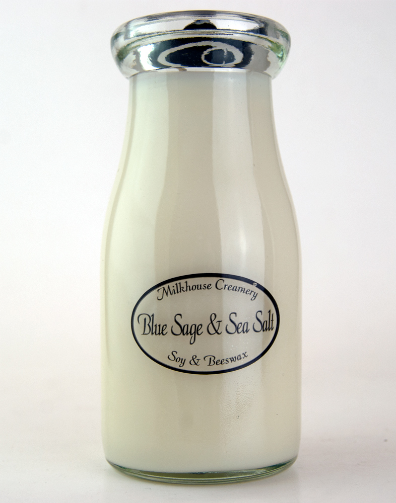 Milkhouse Candles Blue Sage & Sea Salt 8 oz. Milkbottle Candle by
