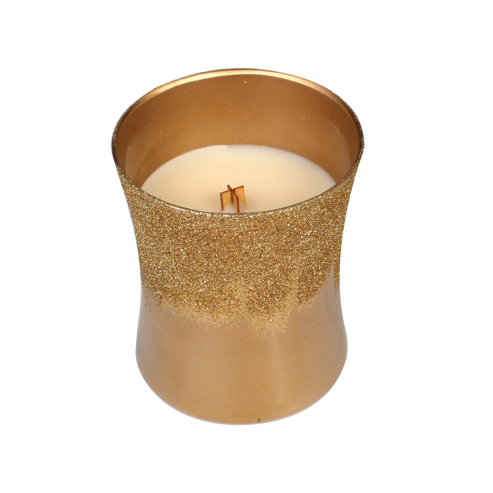 WoodWick *Oatmeal Cookie Iced Gold Hourglass WoodWick Candle 10 oz.The Lamp Stand