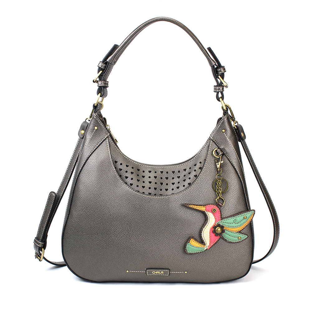 Chala Handbags Pewter Hummingbird Sweet Hobo Tote by Chala|The Lamp Stand