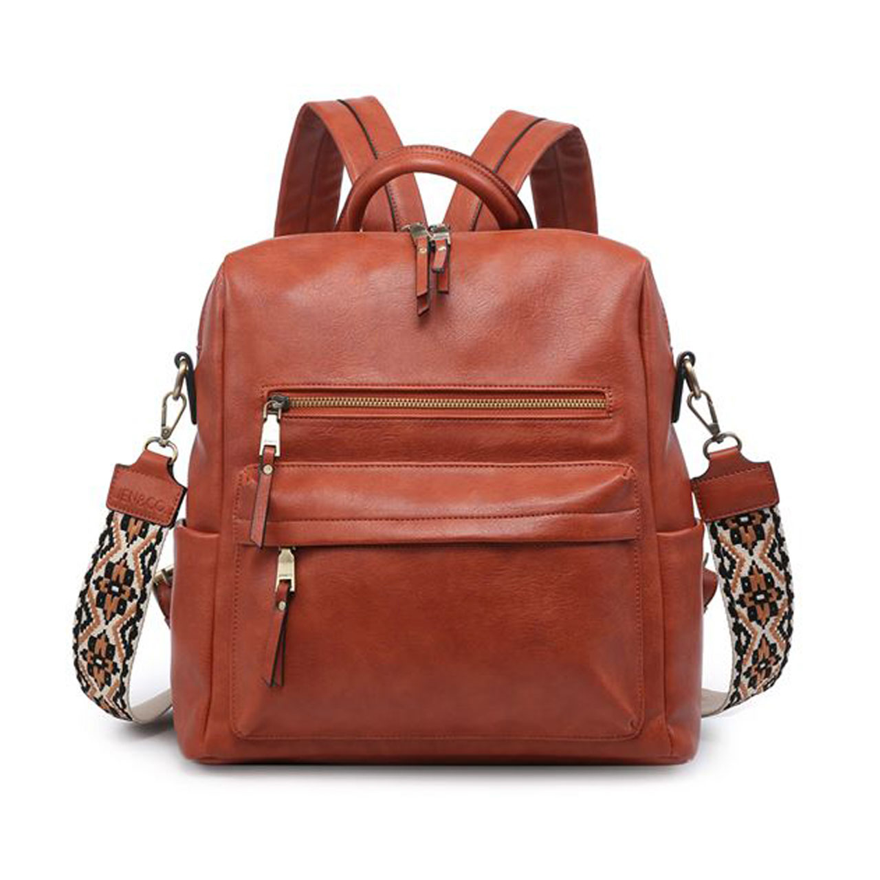 Jen & Co. Convertible Backpack With Guitar Strap In Rust