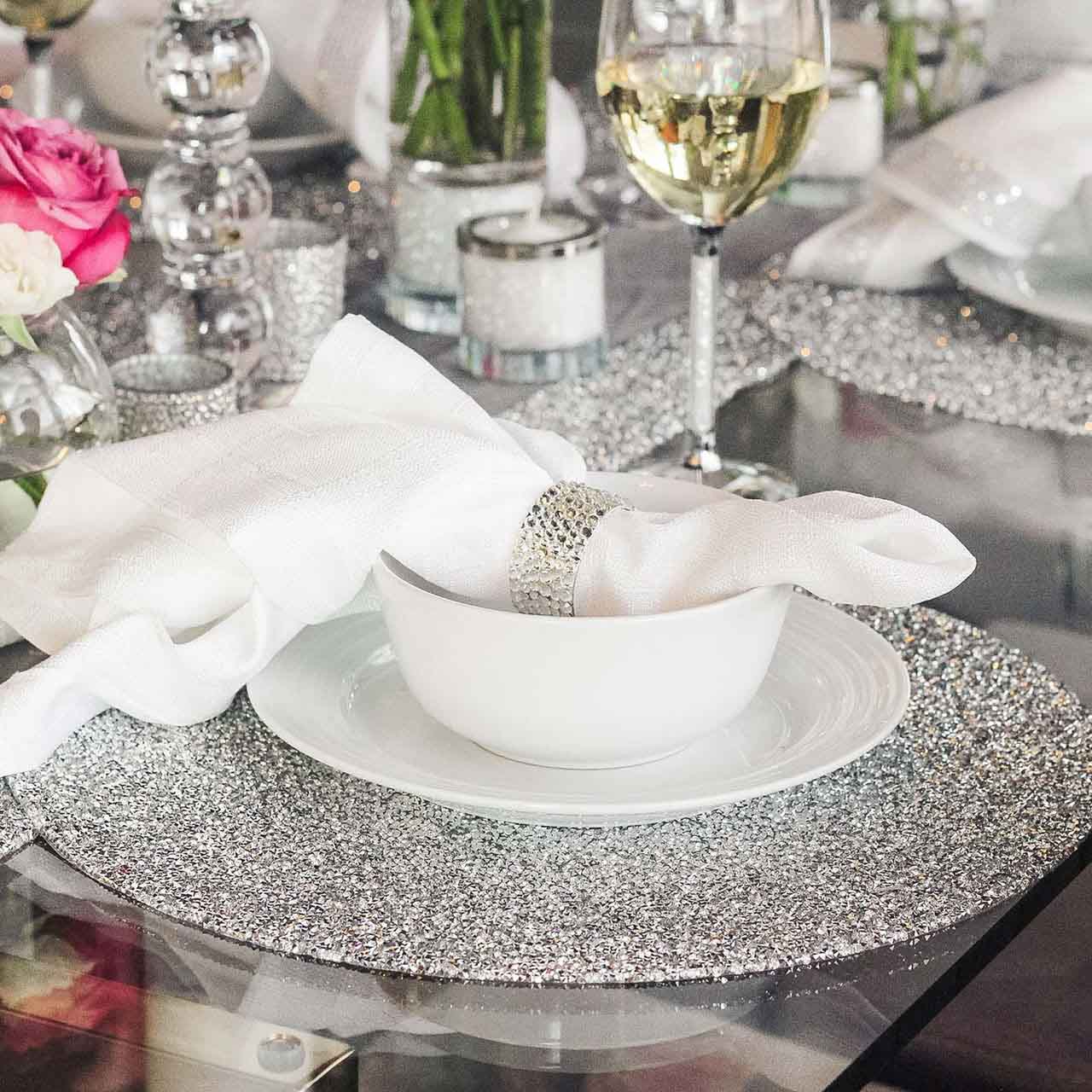 Sparkles Home Silver Luminous Round Placemat