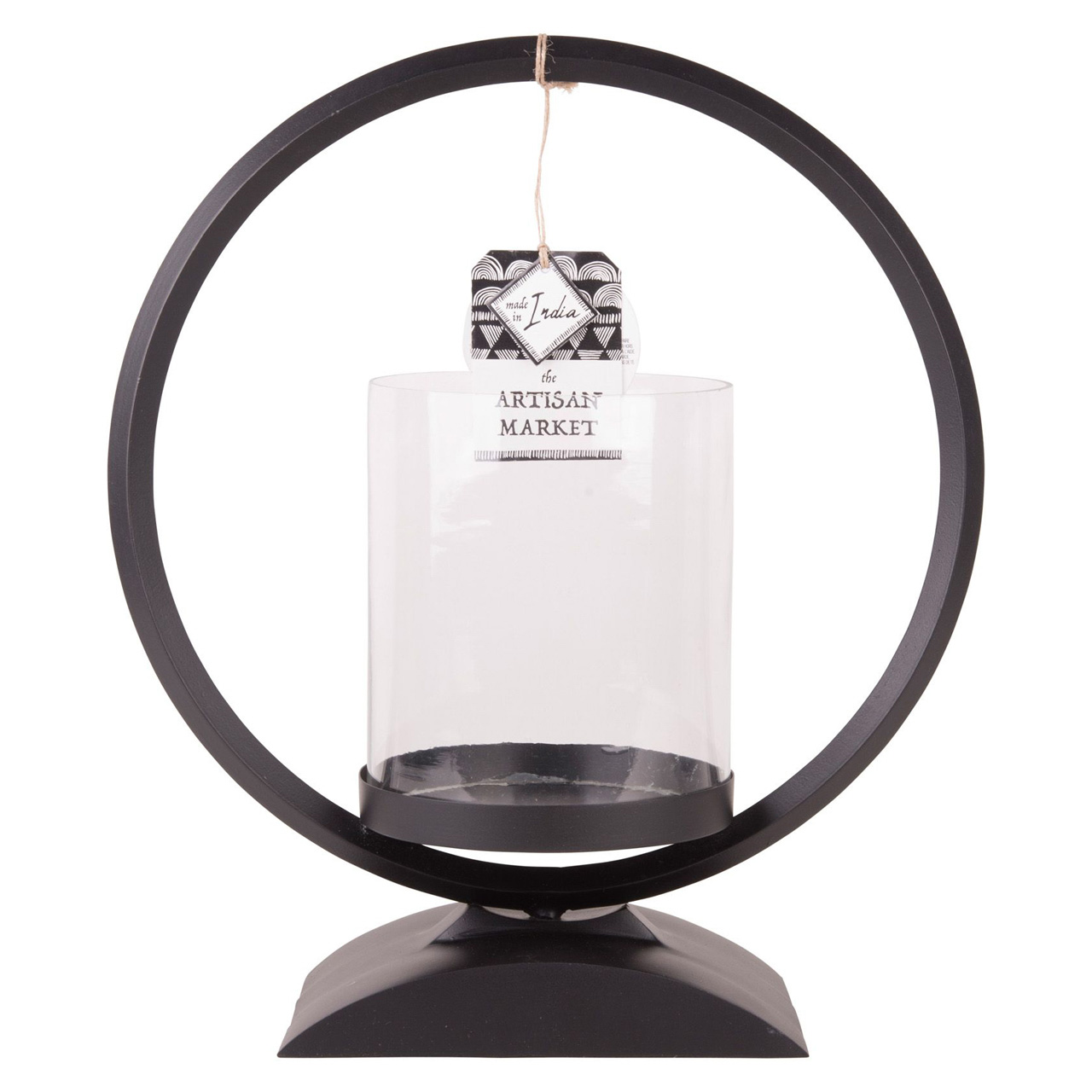 Home Essentials & Beyond 18"H Black Metal Hurricane Centerpiece