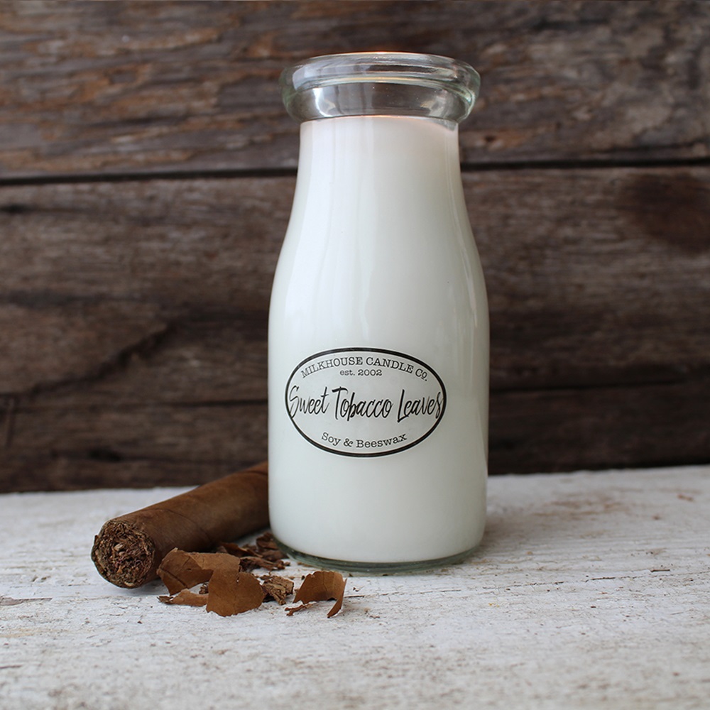 Milkhouse Candle Creamery Sweet Tobacco Leaves 8 oz. Milkbottle Candle