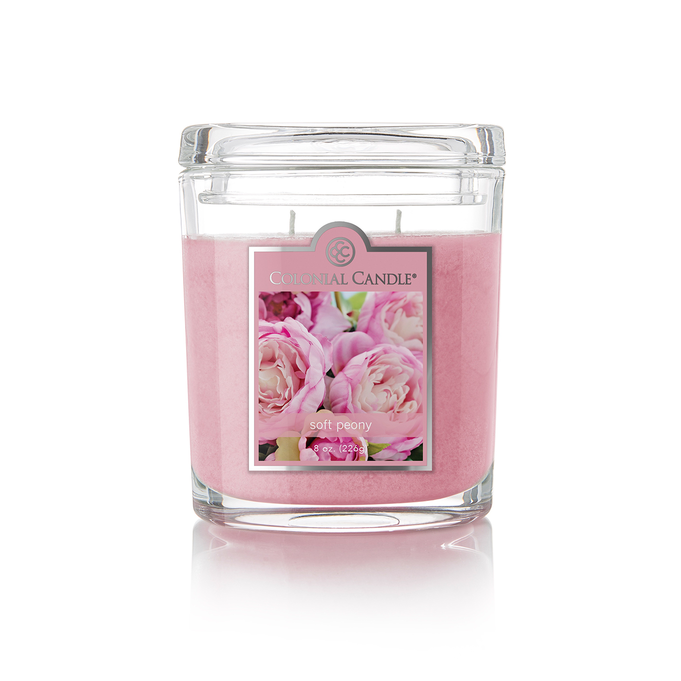 Colonial Candle Garden Peony 11 oz 2 Wick Candle, Red