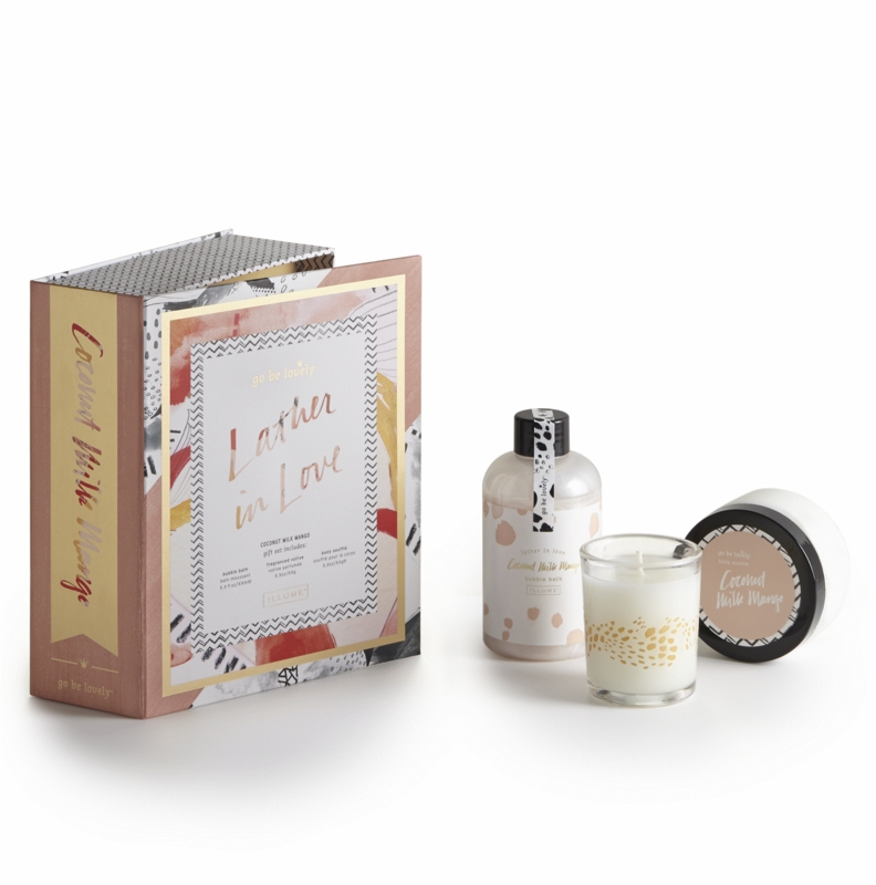 Illume Candles Coconut Milk Mango Lather in Love Bath Gift Set Illume