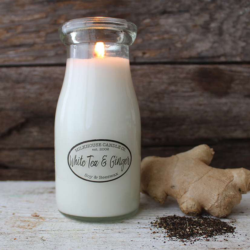 Milkhouse Candles White Tea & Ginger 8 oz. Milkbottle Candle by