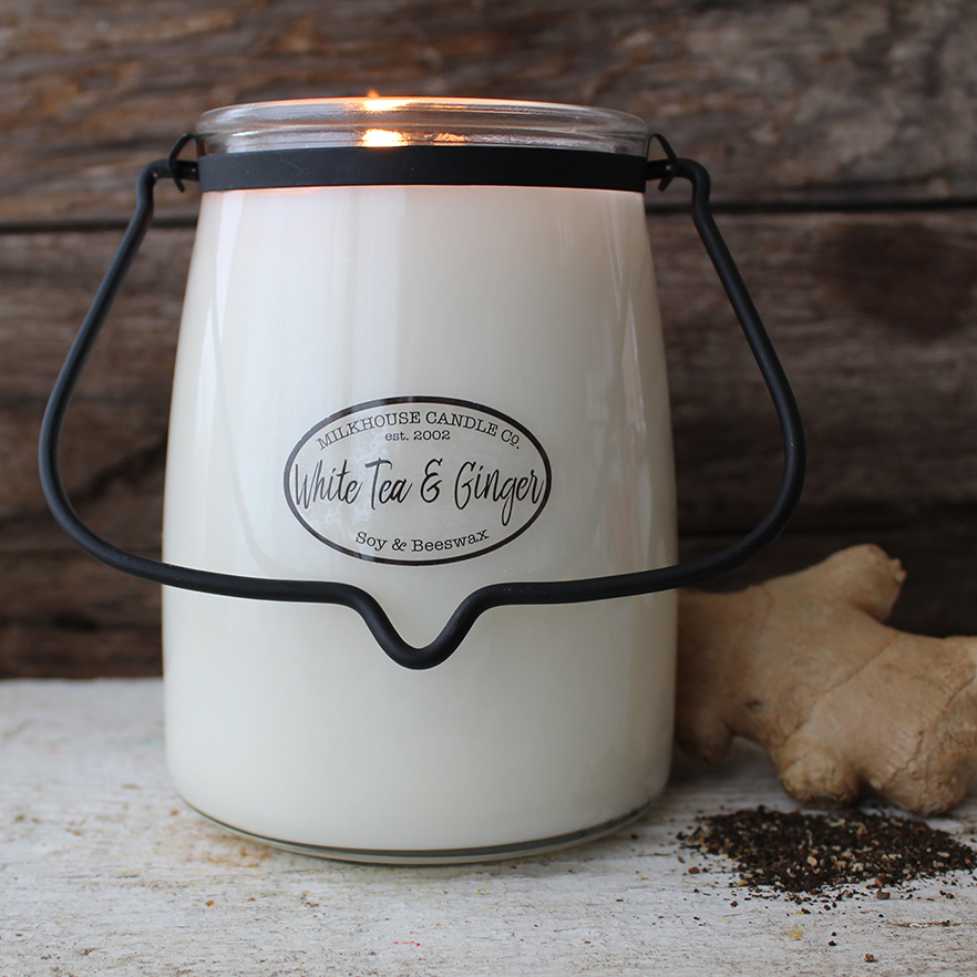 Milkhouse Candles White Tea & Ginger 22 oz. Butter Jar Candle by
