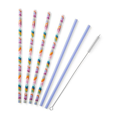 Rainbow + Aqua Reusable Straw Set - Swig Life