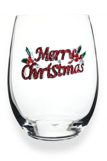 The Queens' Jewels Christmas Sleigh Jeweled Stemless Wine Glass