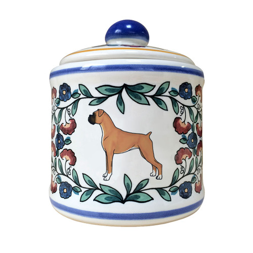 Tan and white Boxer sugar bowl - handmade by shepherds-grove.com