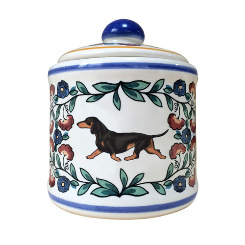 Black and Tan Dachshund sugar bowl -handmade by shepherds-grove.com