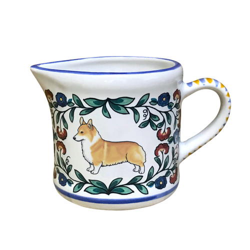 Red and white Pembroke Welsh Corgi creamer - handmade by shepherds-grove.com