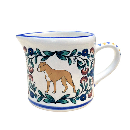 Tan and White Staffordshire Terrier creamer - handmade by shepherds-grove.com