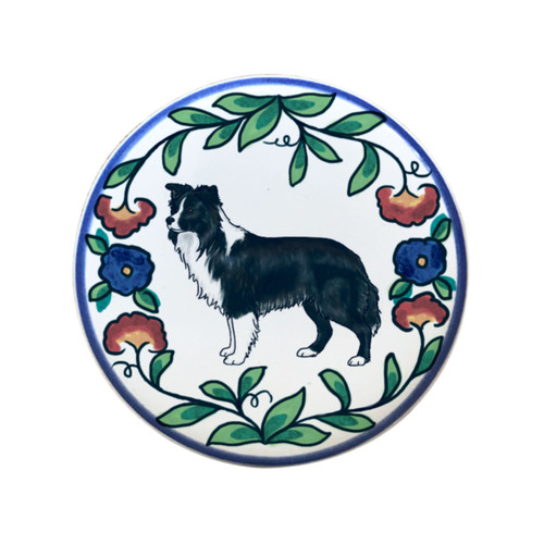 Border Collie Ring Dish – Handmade Ceramic Dog Gift