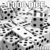 1000 white opaque dice - Bulk gaming dice