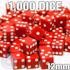 1000 red 12mm opaque dice - Bulk gaming dice