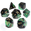 7-piece Gemini dice set - Black and Green