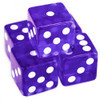 Purple transparent 19mm dice - Set of 5