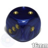Royal Blue Scarab 6-sided dice with gold spots