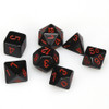 Opaque black with red 7-piece D&D RPG dice set