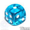 Transparent teal 6-sided dice