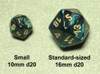 Mini 10mm 20-sided Translucent Dice (d20) - Teal