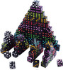 100 black opaque dice with colorful spots - Bulk dice