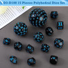 Black with Blue 15-piece Dice Set - d3 to d100